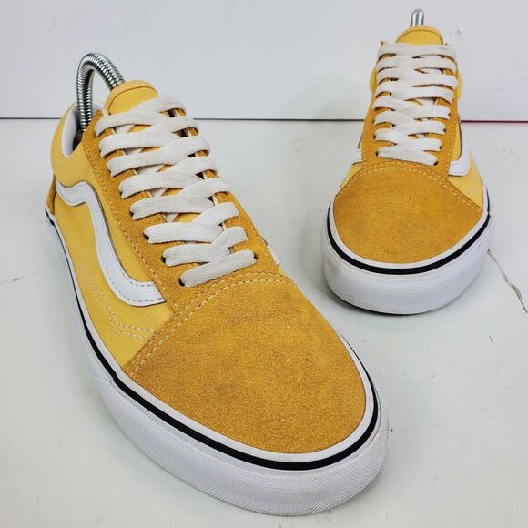 VANS Shoes Mens Size 7.5 Yellow White Suede Old Skool Skateboarding Sneaker - Picture 2 of 13
